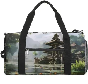 Balinese Temple Sports Gym Bag Lightweight Travel Duffel Bag Workout Bags Casual Weekender Bag for Men Women