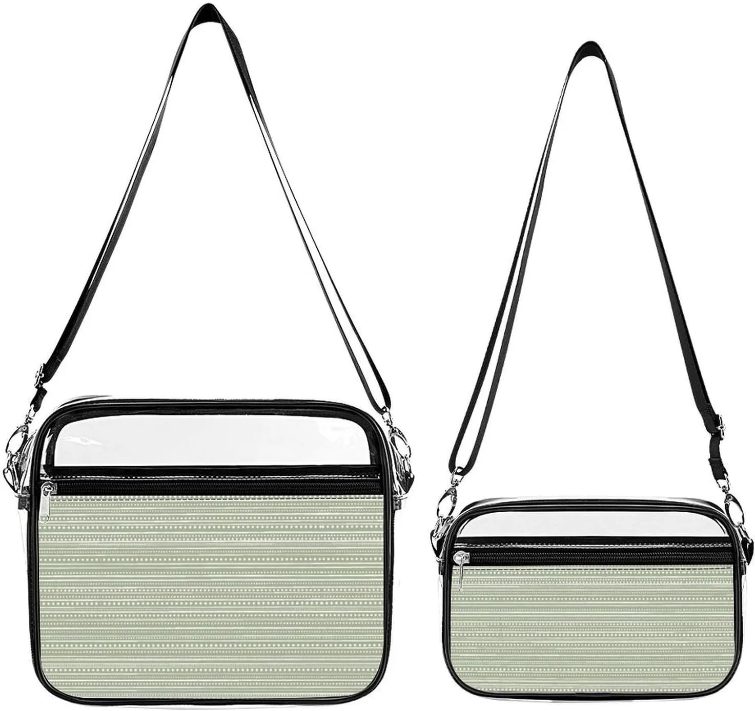 Bamanko Dotted Striped Mudcloth Sage Green Transparent Cross Bag Two-piece Set