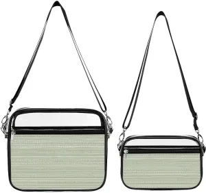 Bamanko Dotted Striped Mudcloth Sage Green Transparent Cross Bag Two-piece Set