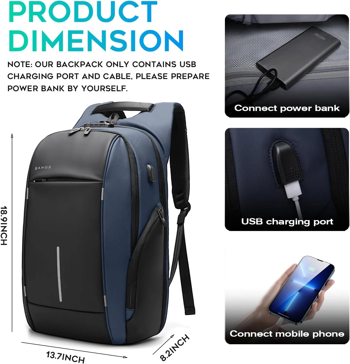 BANGE Backpack for Men, Laptop Backpacks for 15.6 Inch Notebook,Lightweight Mens Classy Backpack, Businedd Work Back Pack for Men and Women…