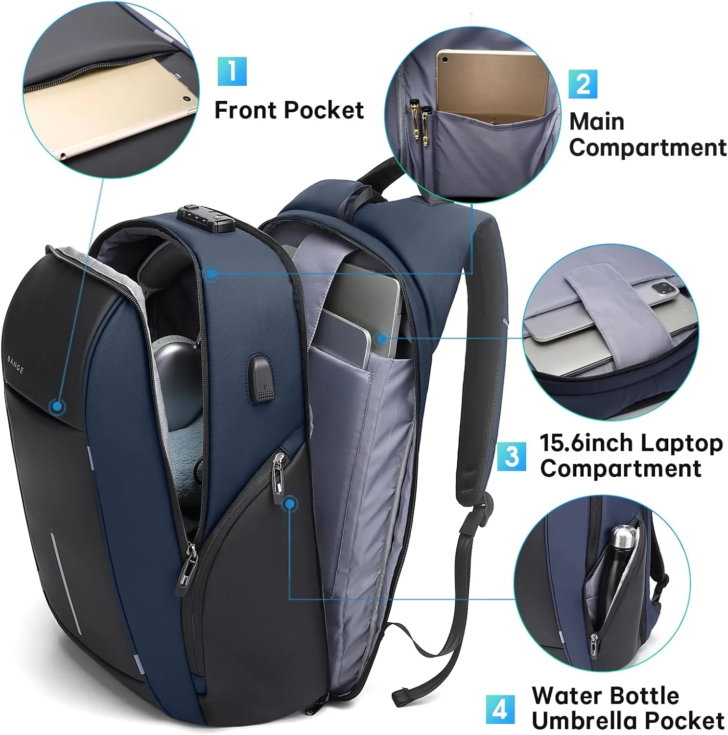 BANGE Backpack for Men, Laptop Backpacks for 15.6 Inch Notebook,Lightweight Mens Classy Backpack, Businedd Work Back Pack for Men and Women…