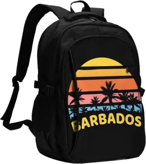 Barbados Waves Sun Holiday Casual Travel Backpacks Hiking Camping Backpack Large Outdoor Sport Daypack Laptop Rucksack Climbing Working Bags with USB Port