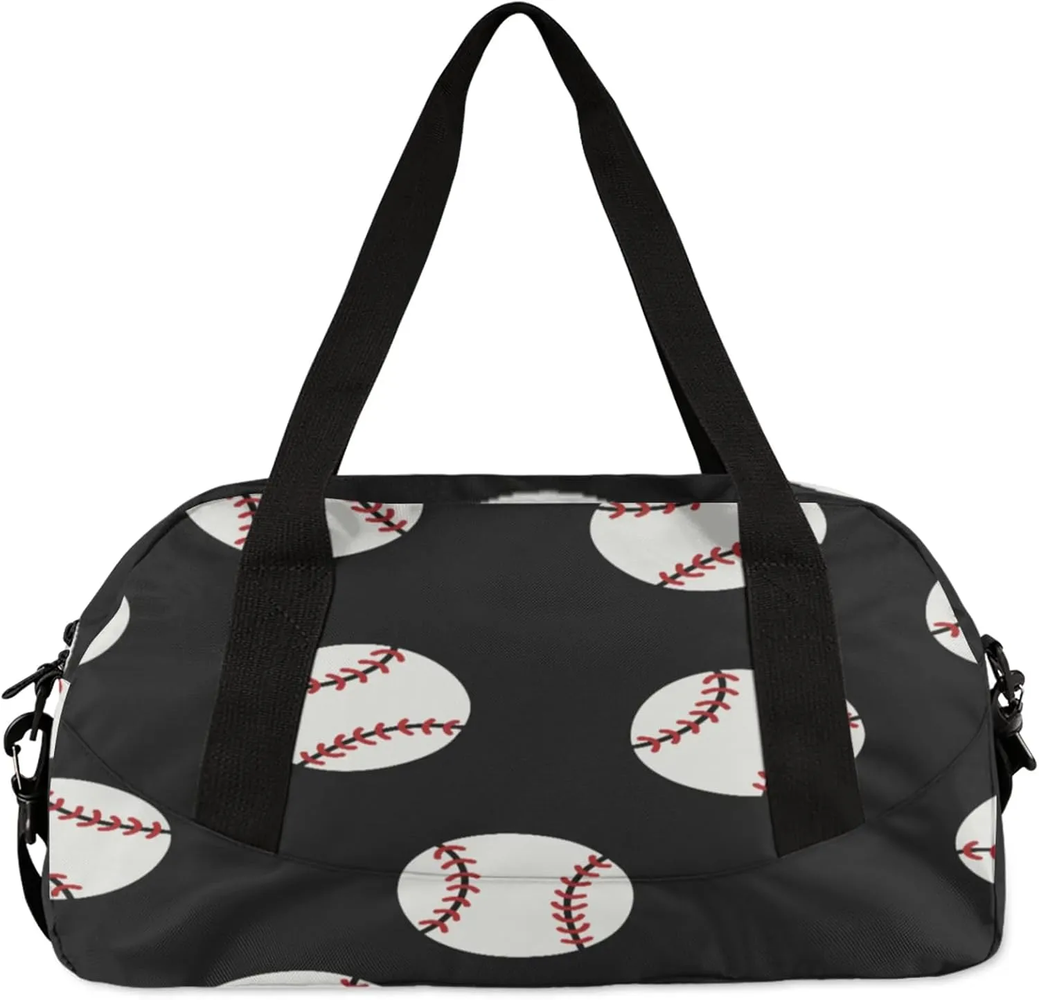 Baseball Ball Print Kids Duffel Bag Lightweight Waterproof Sports Gym Bag with Front Zipper Pocket Foldable Weekender Overnight Bag for School Practice Gymnastic Ballet