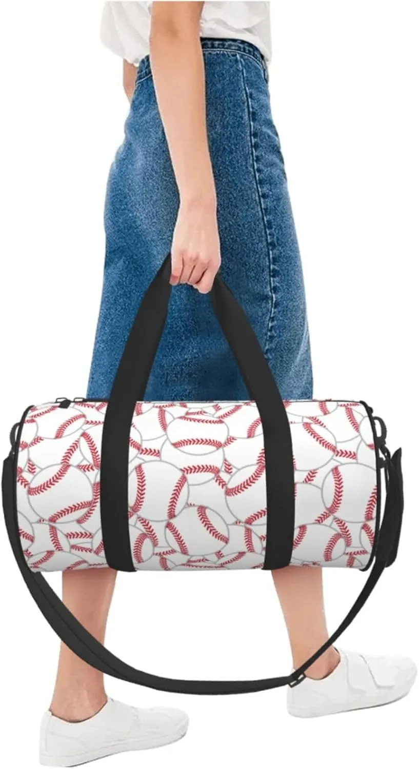Baseball Texture Gym Duffle Bag Foldable Lightweight Carry On Weekender Travel Duffel Bags Sport Bags For Fitness Yoga Beach Swim Men Women
