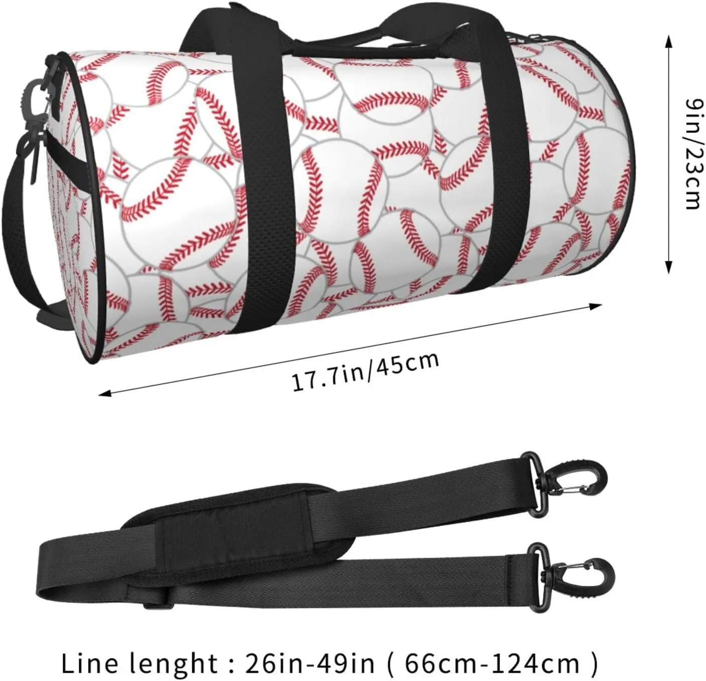 Baseball Texture Gym Duffle Bag Foldable Lightweight Carry On Weekender Travel Duffel Bags Sport Bags For Fitness Yoga Beach Swim Men Women