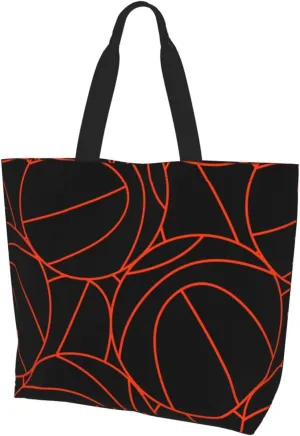 Basketball Canvas Tote Bag Basketball Sport Shoulder Bag Sport Casual Grocery Bags Basketball Bags for Outdoor