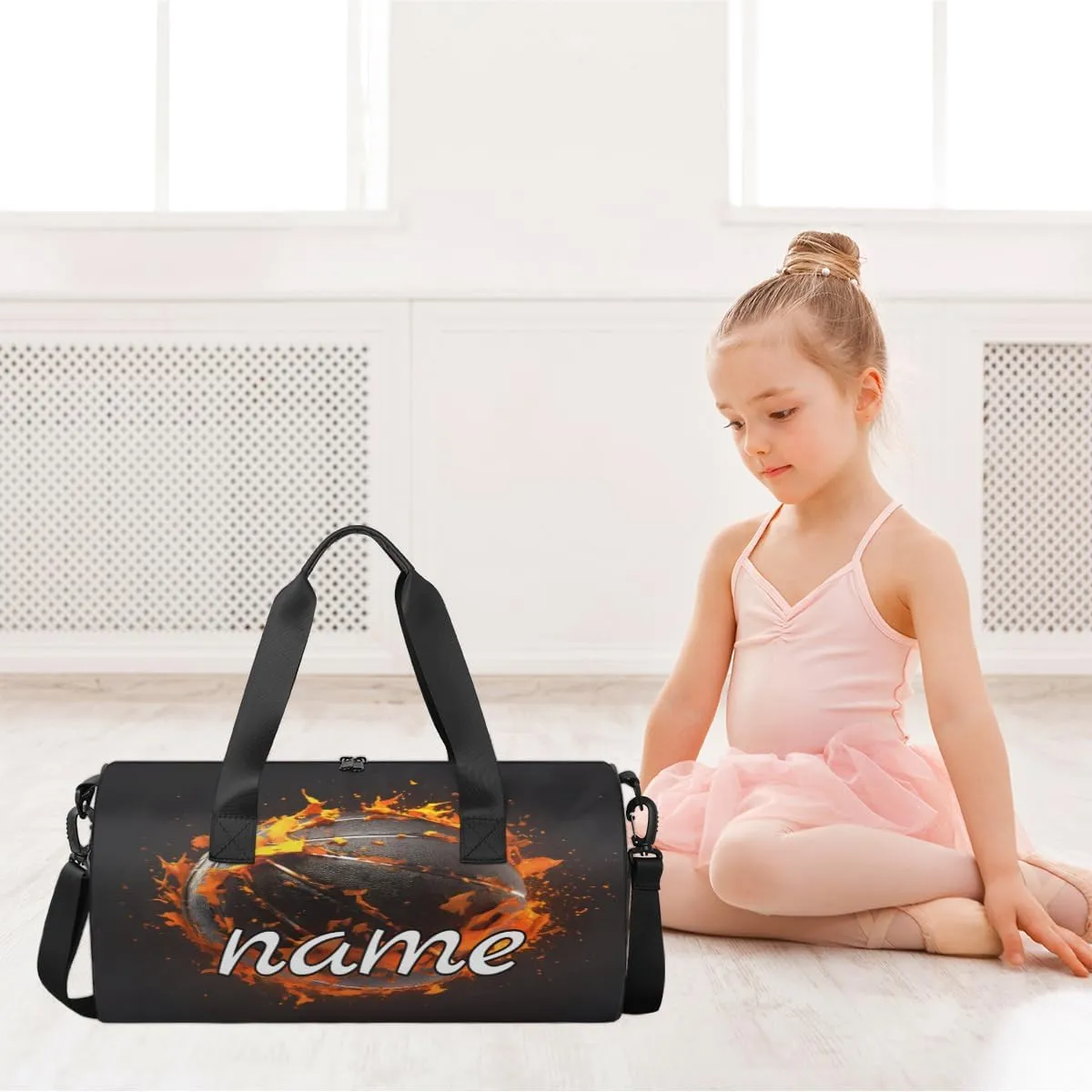 Basketball Fire Flame Custom Duffel Bags Weekender Bags Custom Sport Duffel Bag Carry on Overnight Weekender Bag