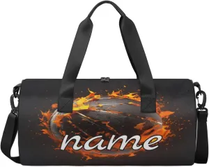 Basketball Fire Flame Custom Duffel Bags Weekender Bags Custom Sport Duffel Bag Carry on Overnight Weekender Bag