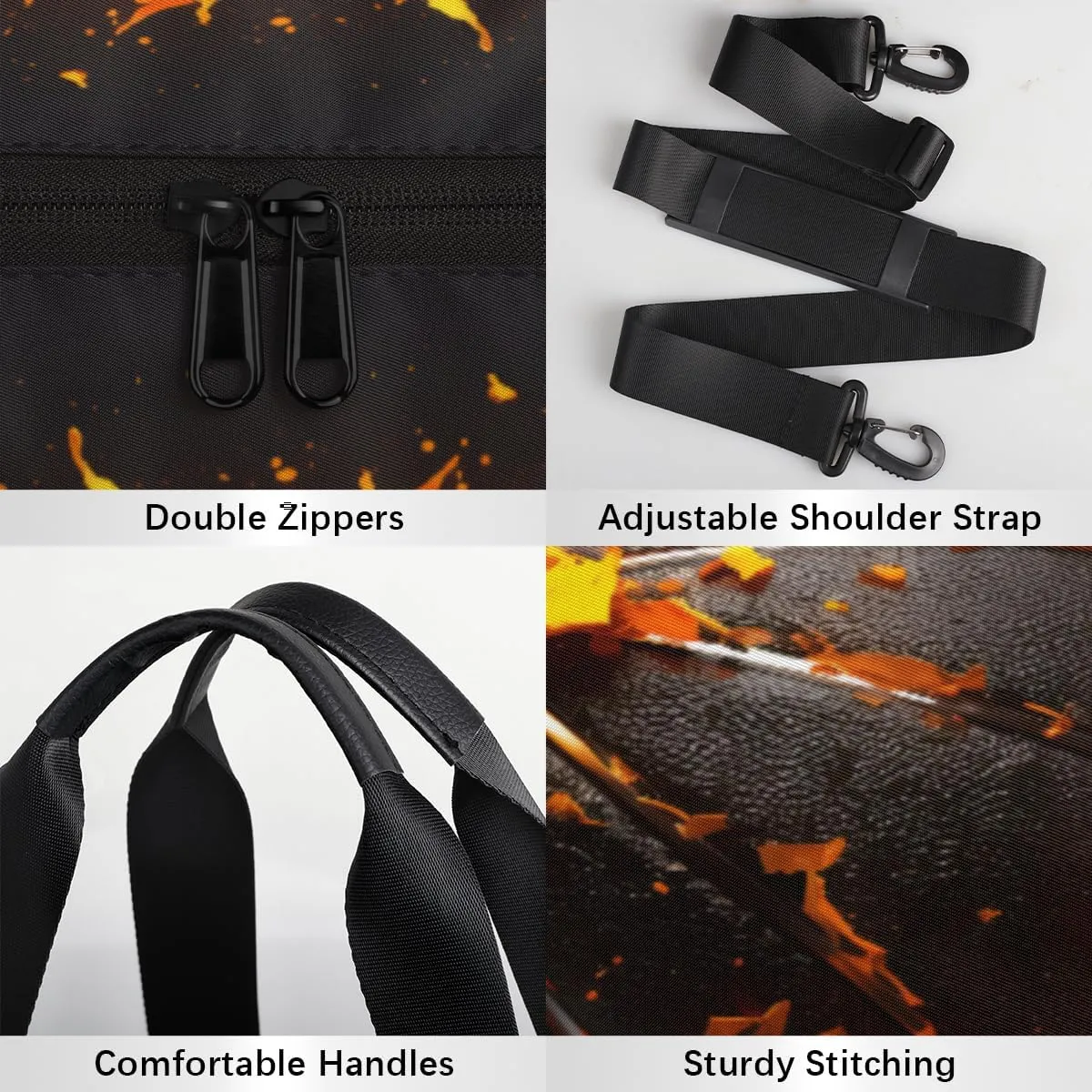 Basketball Fire Flame Custom Duffel Bags Weekender Bags Custom Sport Duffel Bag Carry on Overnight Weekender Bag