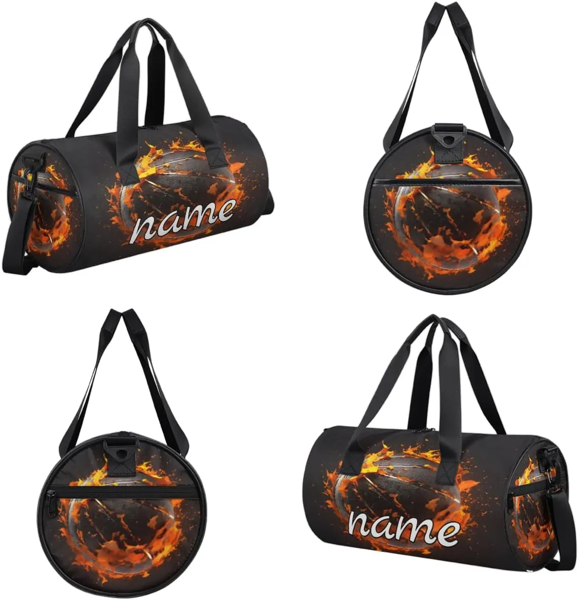 Basketball Fire Flame Custom Duffel Bags Weekender Bags Custom Sport Duffel Bag Carry on Overnight Weekender Bag
