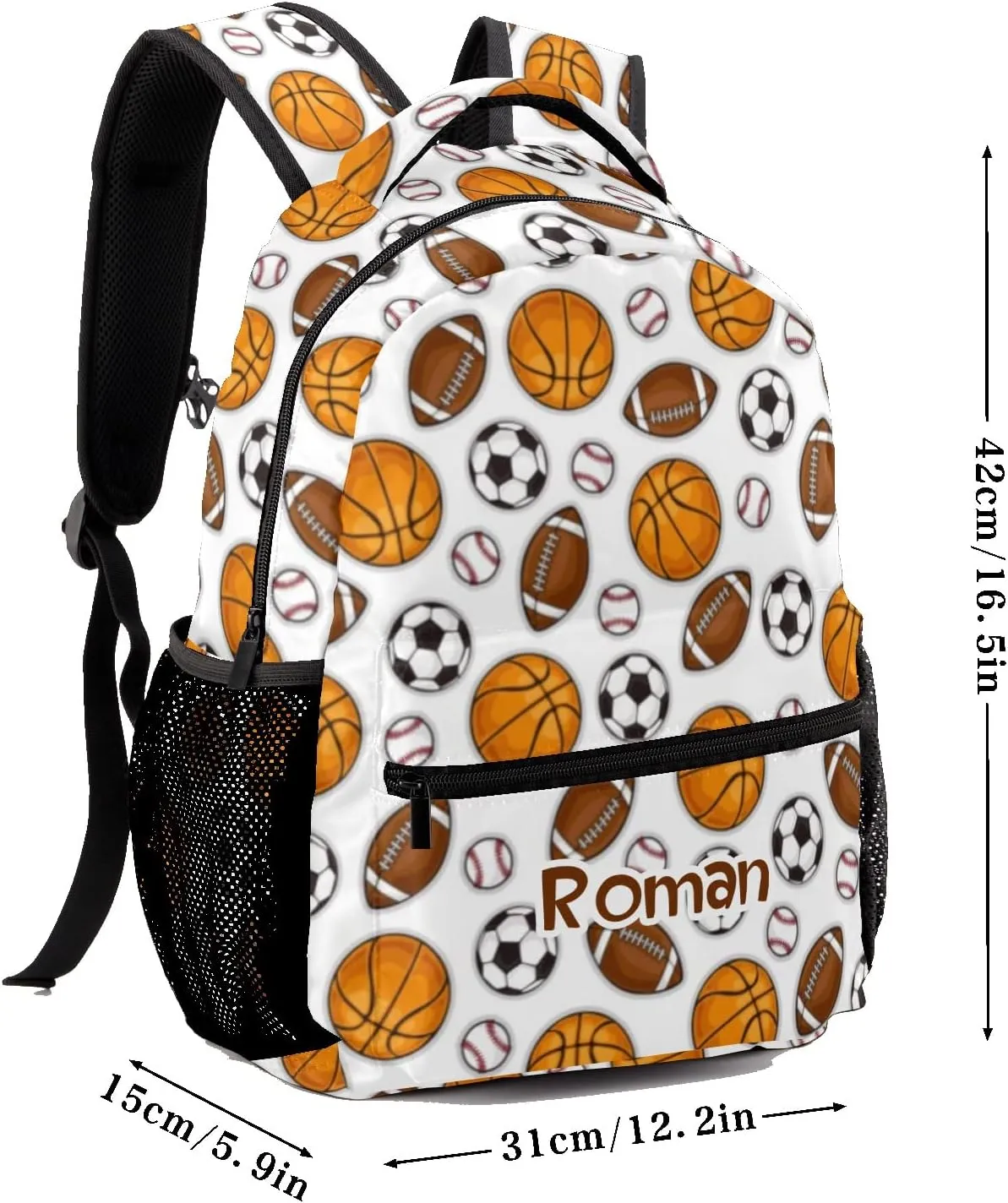 Basketball Soccer Personalized Kids School Backpack Custom for Boys Girls Primary Daypack School Bookbag Travel Bag