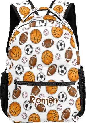 Basketball Soccer Personalized Kids School Backpack Custom for Boys Girls Primary Daypack School Bookbag Travel Bag