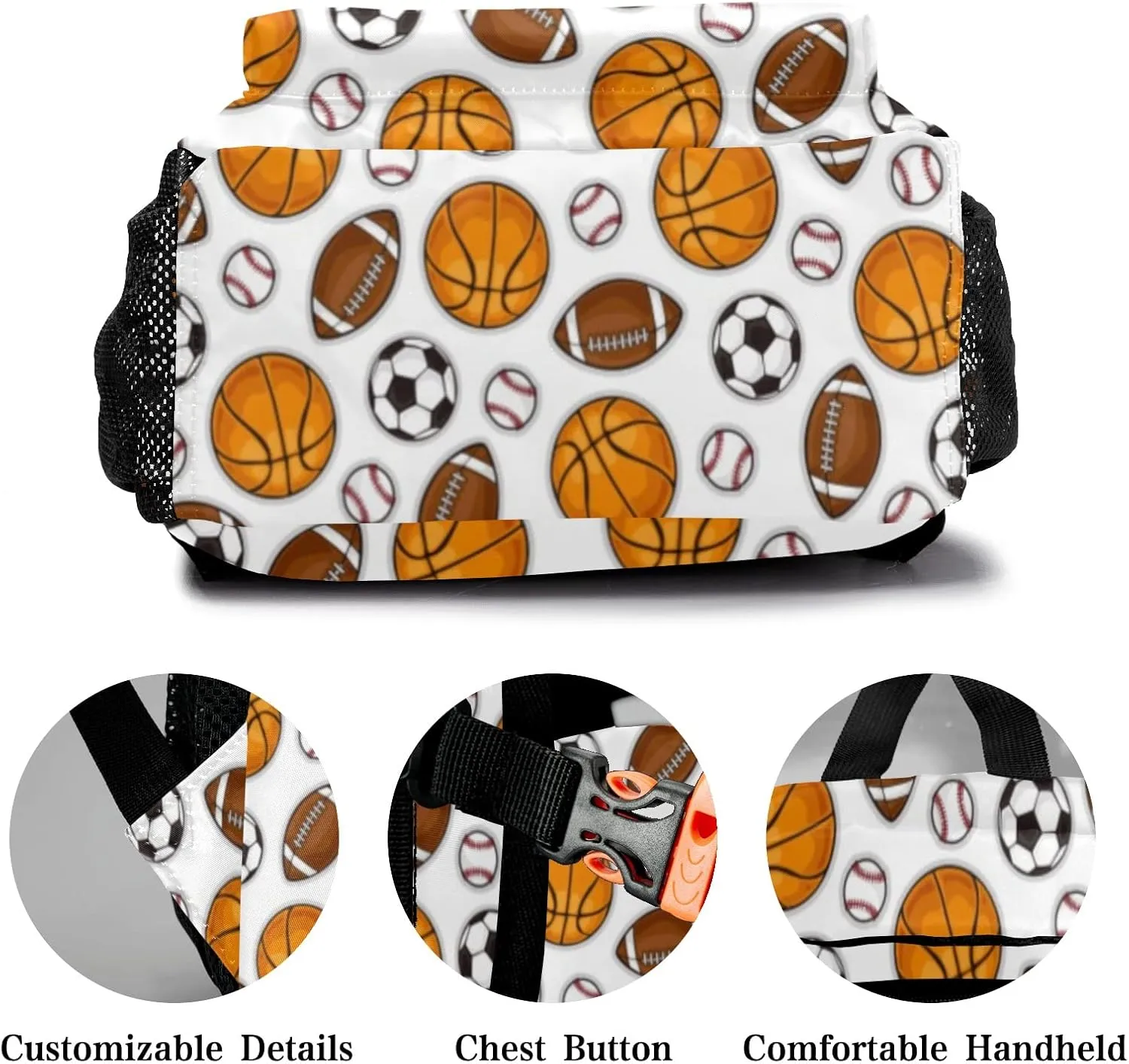 Basketball Soccer Personalized Kids School Backpack Custom for Boys Girls Primary Daypack School Bookbag Travel Bag