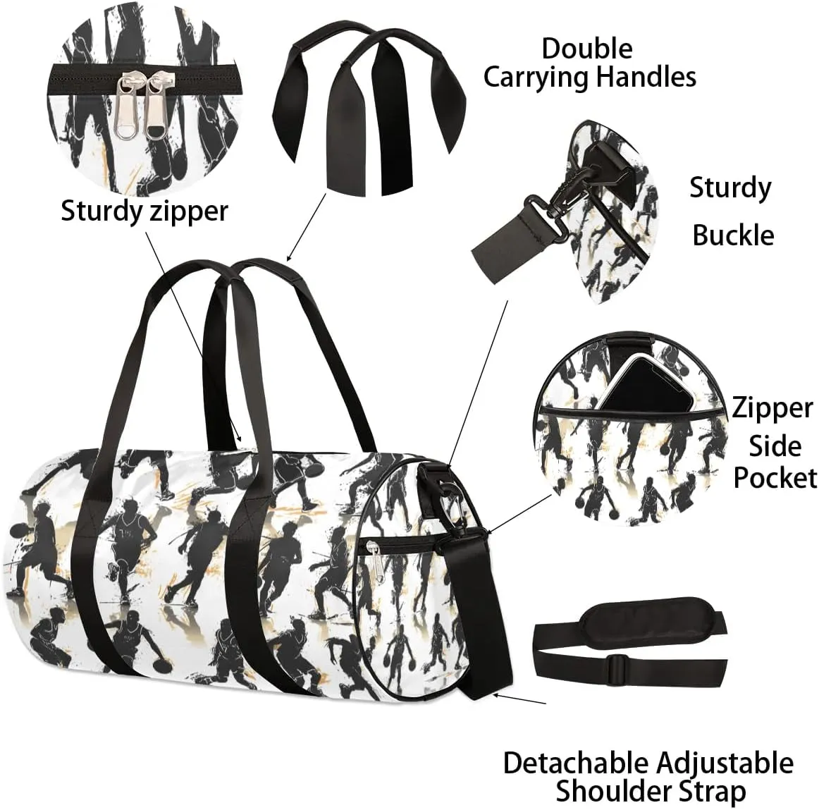Basketball Sports Travel Duffle Bag Gym Bag for Women Men Lightweight Carry on Duffel Bag for Sports Gyms Weekend Getaway