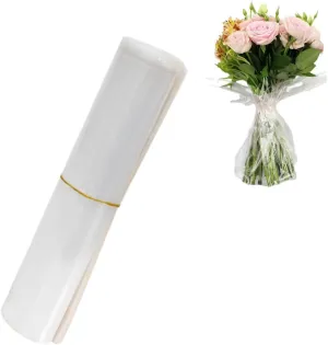 BBJ WRAPS Clear Flower Bouquet Bags for Fresh Cut Flower Bouquets with Water Retention 11.8x11.8 Inch, 100 Counts