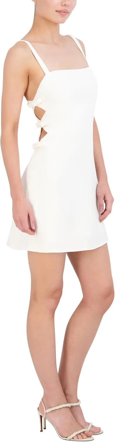 BCBGMAXAZRIA Women's Sleeveless Square Neck Blow Embellished Mini Dress