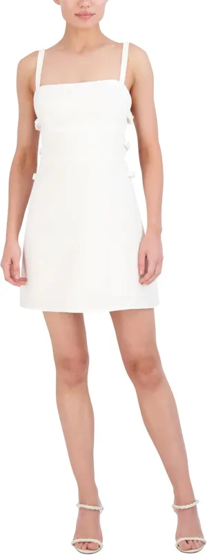 BCBGMAXAZRIA Women's Sleeveless Square Neck Blow Embellished Mini Dress
