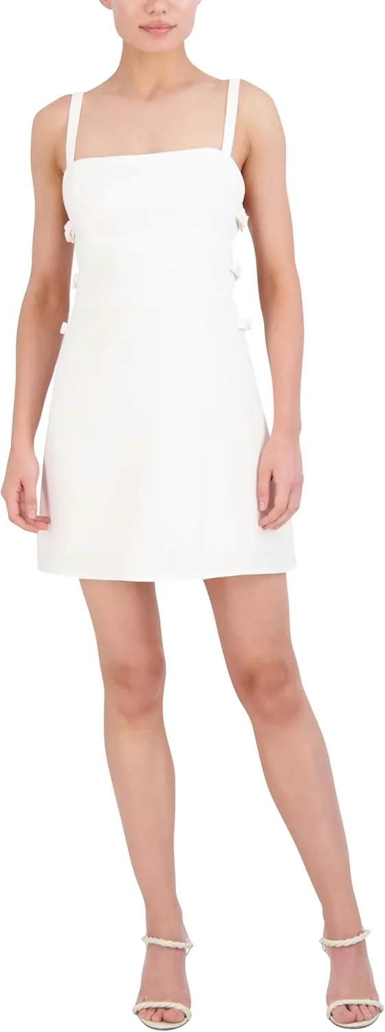 BCBGMAXAZRIA Women's Sleeveless Square Neck Blow Embellished Mini Dress