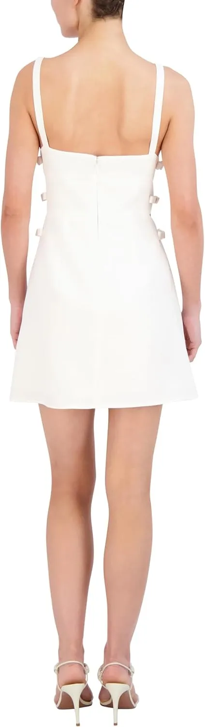 BCBGMAXAZRIA Women's Sleeveless Square Neck Blow Embellished Mini Dress