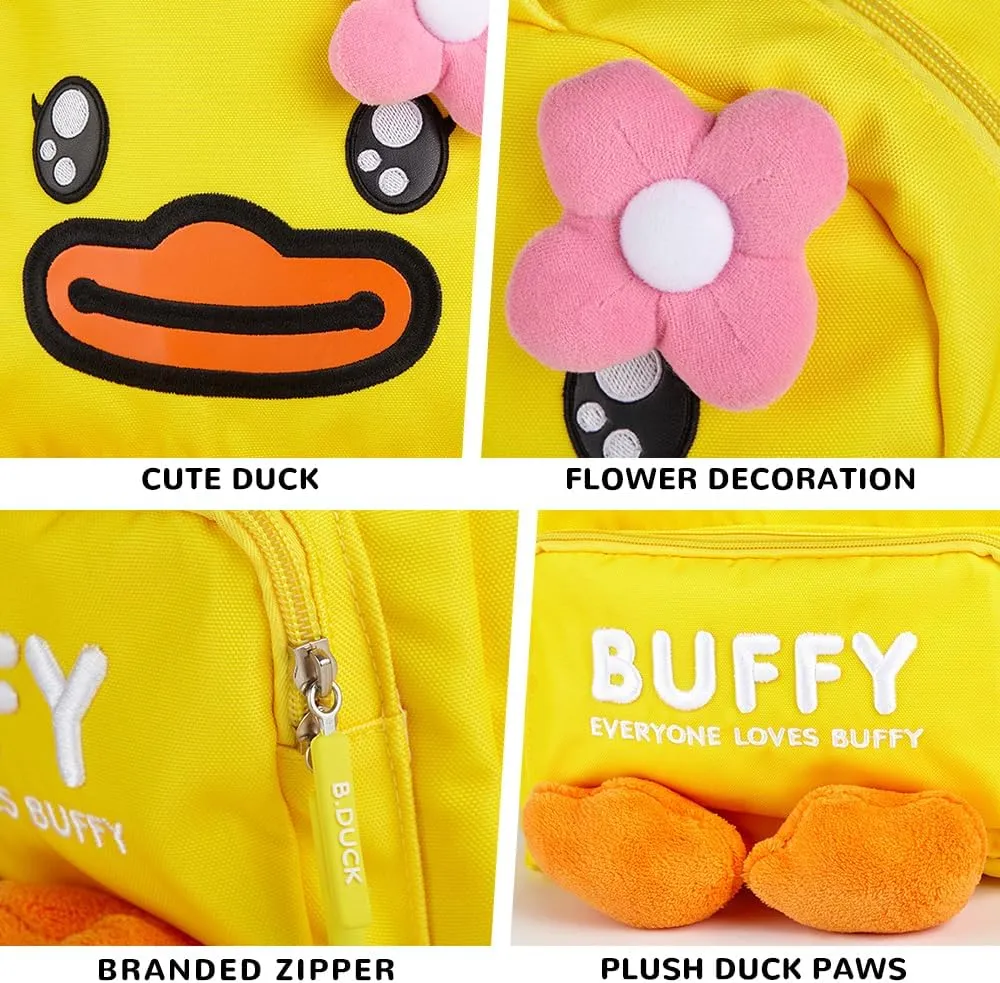 B.Duck Kids Backpacks Cartoon Yellow Duck Bookbags Preschool Lightweight School Backpack for Primary