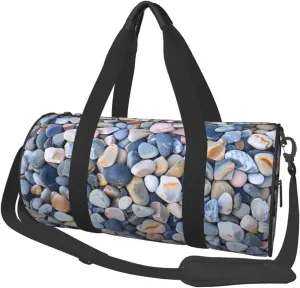 Beach Colored Pebbles Printed Sports Gym Bag for Men Women Foldable Duffel Bag Carry On Weekender Bag for Travel Sports
