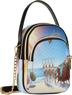 Beach Reindeer Crossbody Bags for Women Hand Bag Small Sling Shoulder Travel Bags Mini Phone Walley Purse