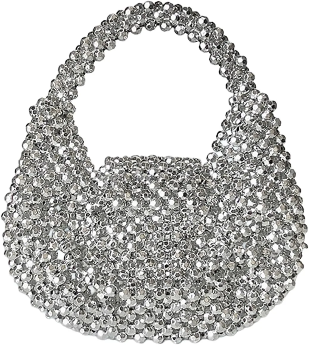 Beaded Purse Top Hand Evening Beaded Handbag for Women Handmade Mini Clutch Y2K Wedding Guest Bag Party Vocation Travel