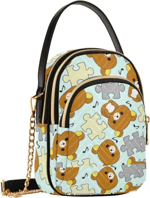 Bear Puzzle Musical Crossbody Bags for Women Fanny Pack Travel Hiking Chest Bag Mini Phone Walley Purse