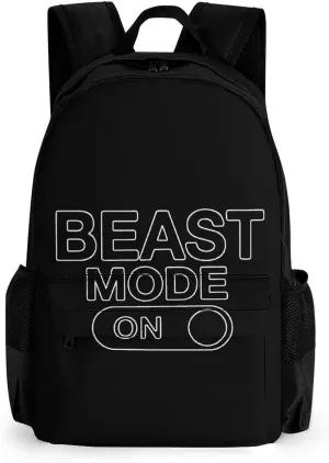 Beast Mode On Cute Backpack Travel Work Bag with Water Bottle Pocket Adjustable Padded Shoulder Straps Daypack