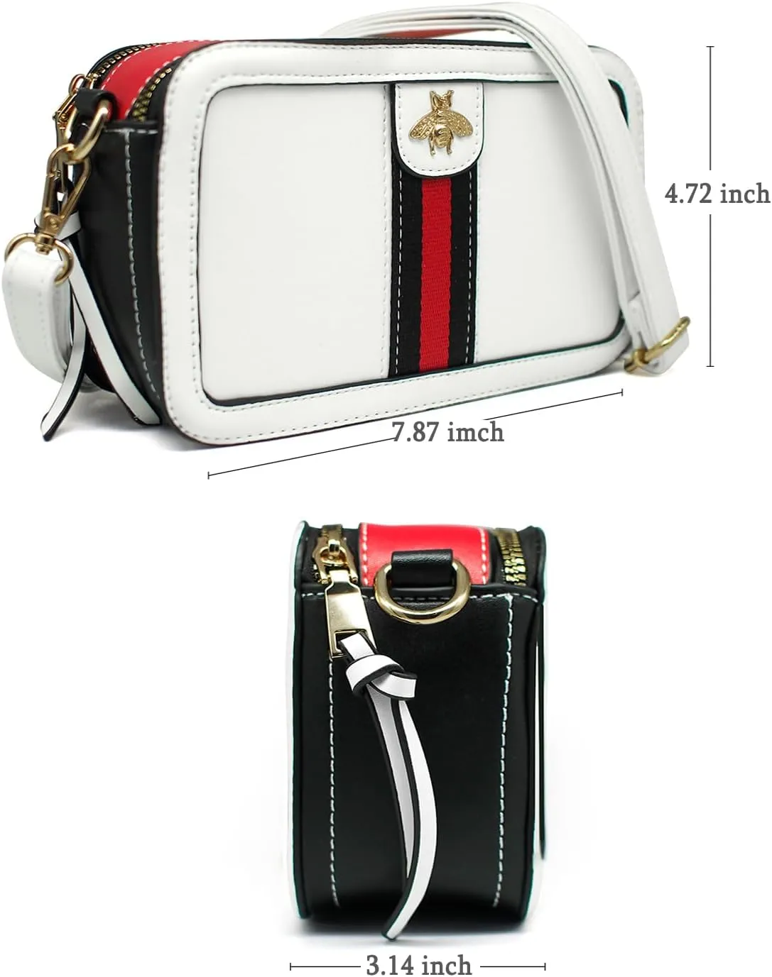 Beatfull Designer Bee Crossbody Purse for Women PU Leather Shoulder Handbag Camera Clucth