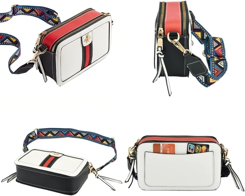 Beatfull Designer Bee Crossbody Purse for Women PU Leather Shoulder Handbag Camera Clucth