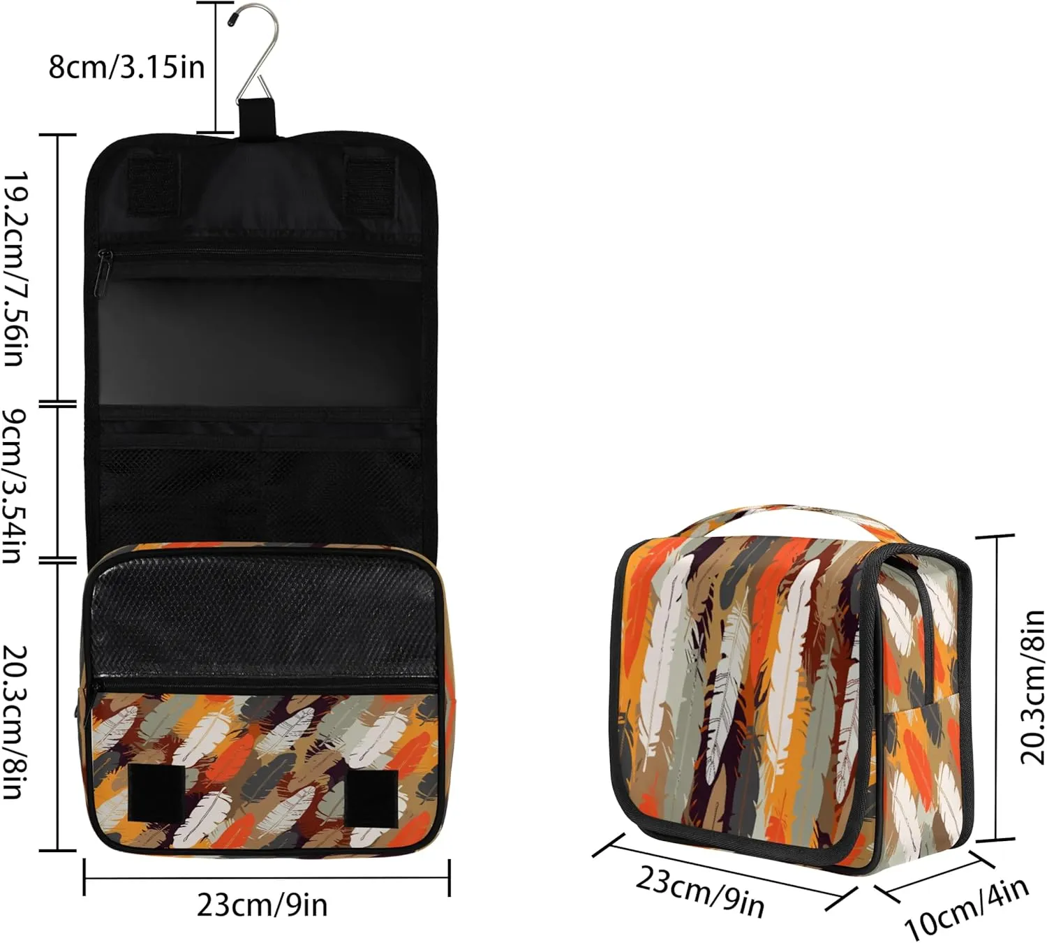 Beautiful Feathers Hanging Toiletry Bag Waterproof Makeup Cosmetic Bag Travel Bag Organizer for Accessories Shampoo Full Sized Container Travel-Essentials Toiletry Bag
