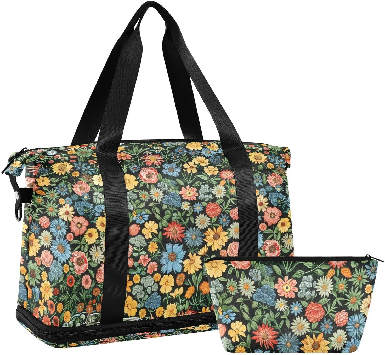 Beautiful flowers Duffel Bags Weekend Bags Gym Duffel Bag with Toiletry Bag for Workout Foldable