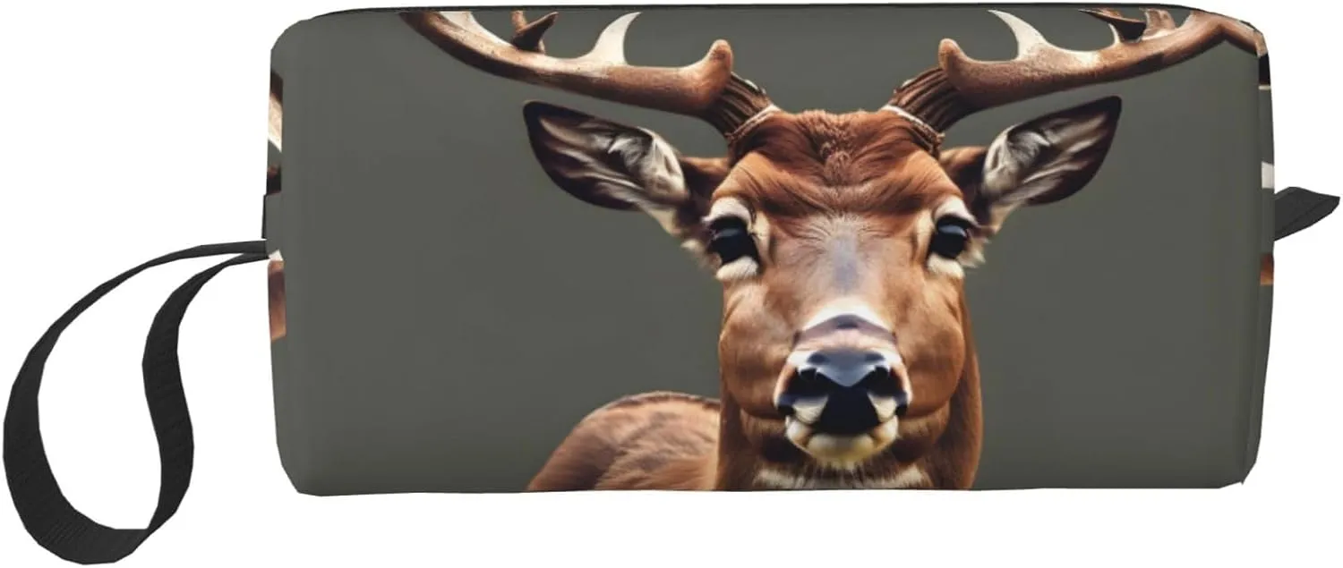 Beauty Deer print Travel Cosmetic Bag Gifts for Women Portable Make Up Bags for Women Mother Sister