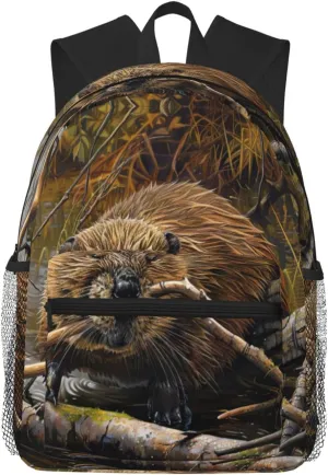 Beaver Working Print Comfortable Backpack Ideal For Travel, Outdoor And Everyday Use, Unisex