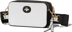 Bee Purse Camera Crossbody Bags for Women Trendy Small Snapshot Bag Wide Strap Leather Shoulder Clutch Handbags