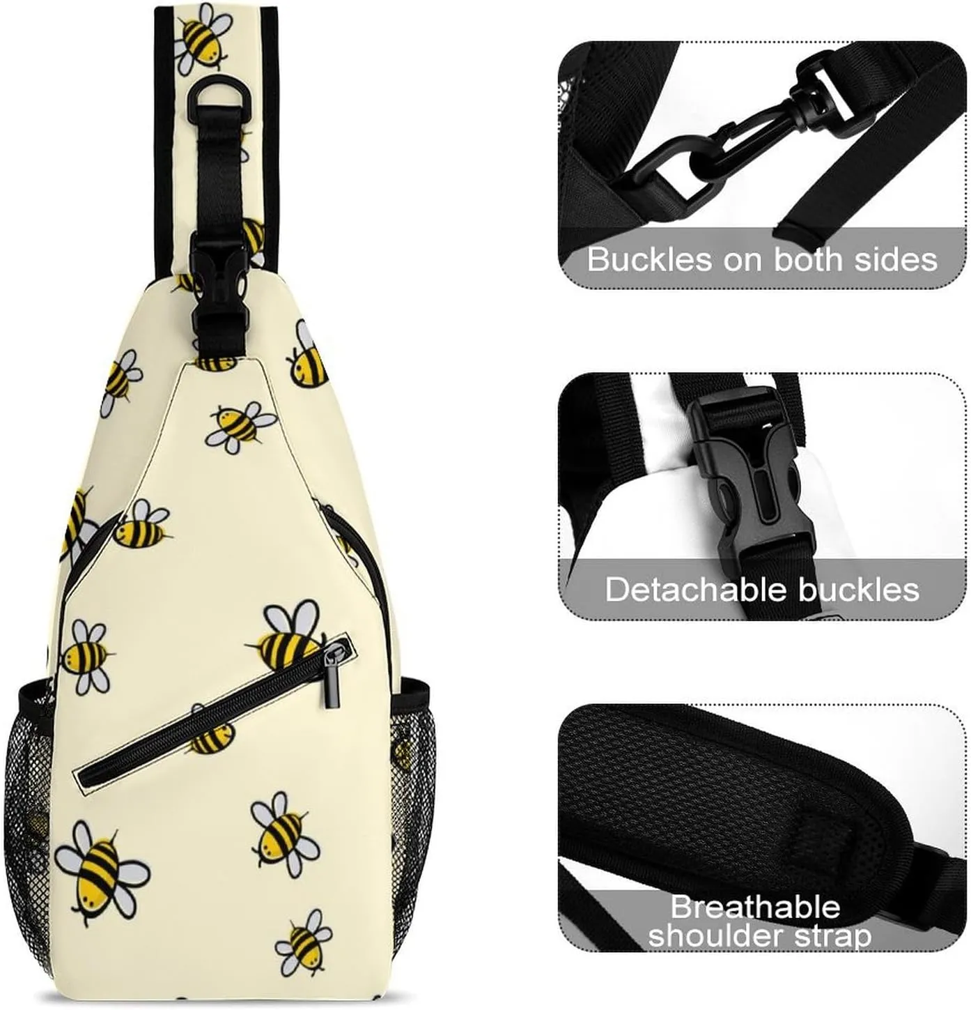 Bee Sling Backpack Mans Womens Crossbody Backpack Chest Bag Cycling Daypack Shoulder Bag Small Cross Body Bags Outdoor Backpacks