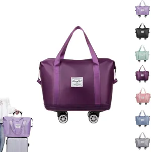 Beente Travel Bag with Wheels, 2025 New Large Capacity Travel Bag - Universal Wheel Removable (Dark Purple)