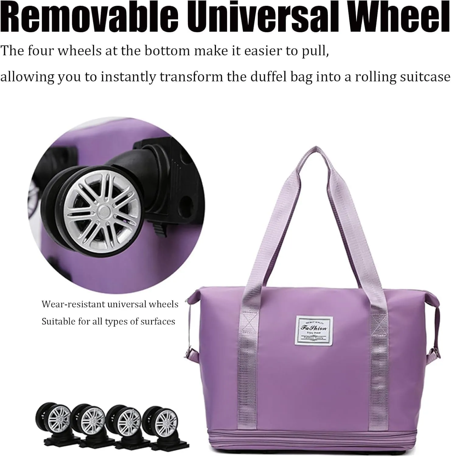 Beente Travel Bag With Wheels, 2025 New Large Capacity Travel Bag - Universal Wheel Removable, Large Expandable Tote Beente Travels Bags (Dark Blue)