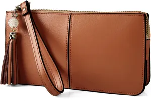 befen Genuine Leather Wristlet Clutch for Women Ultra-Slim Ladies Credit Card Holder Wallet Purses with RFID Protection