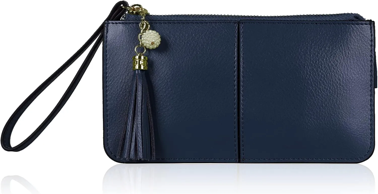befen Genuine Leather Wristlet Clutch for Women Ultra-Slim Ladies Credit Card Holder Wallet Purses with RFID Protection