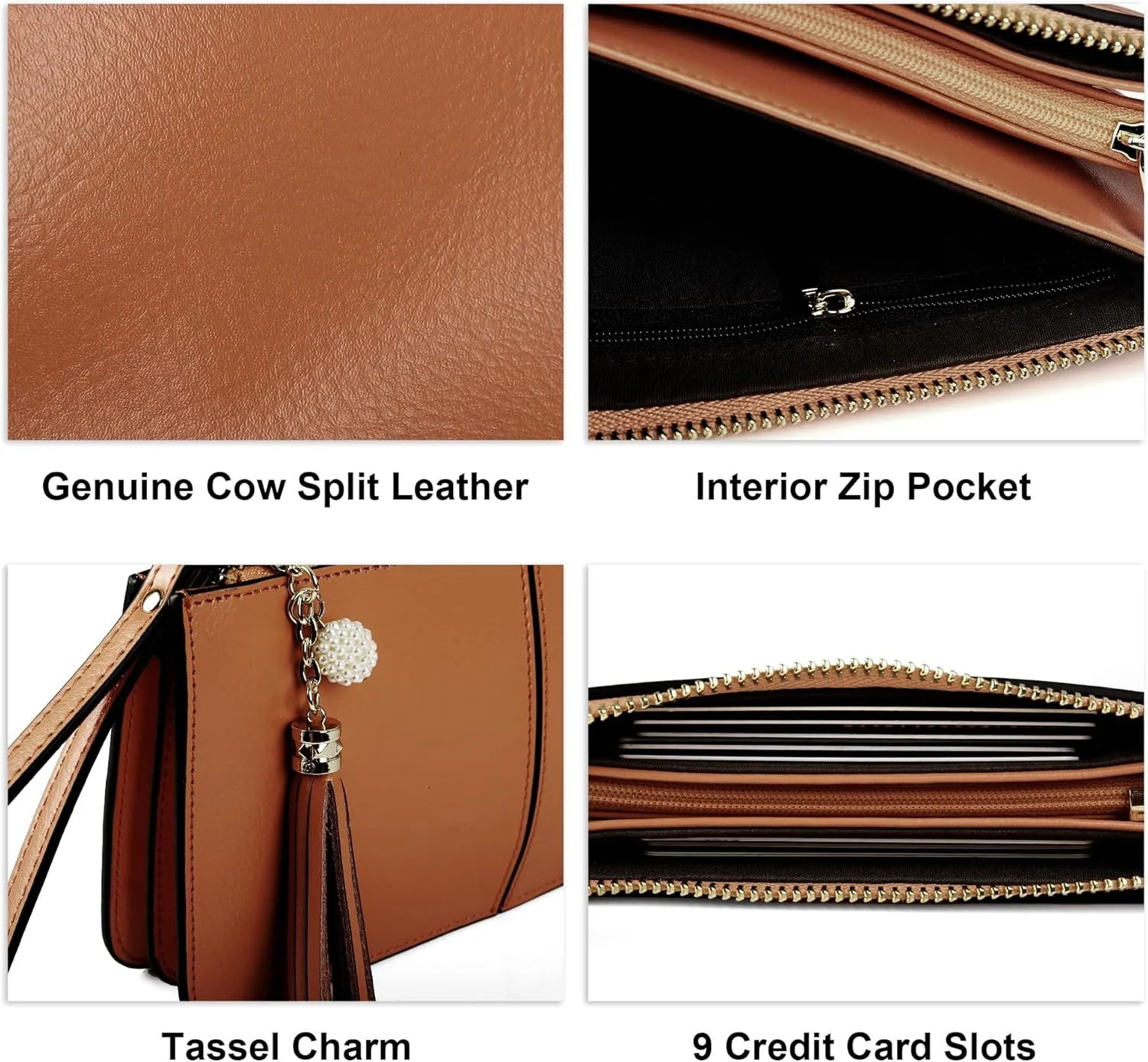 befen Genuine Leather Wristlet Clutch for Women Ultra-Slim Ladies Credit Card Holder Wallet Purses with RFID Protection
