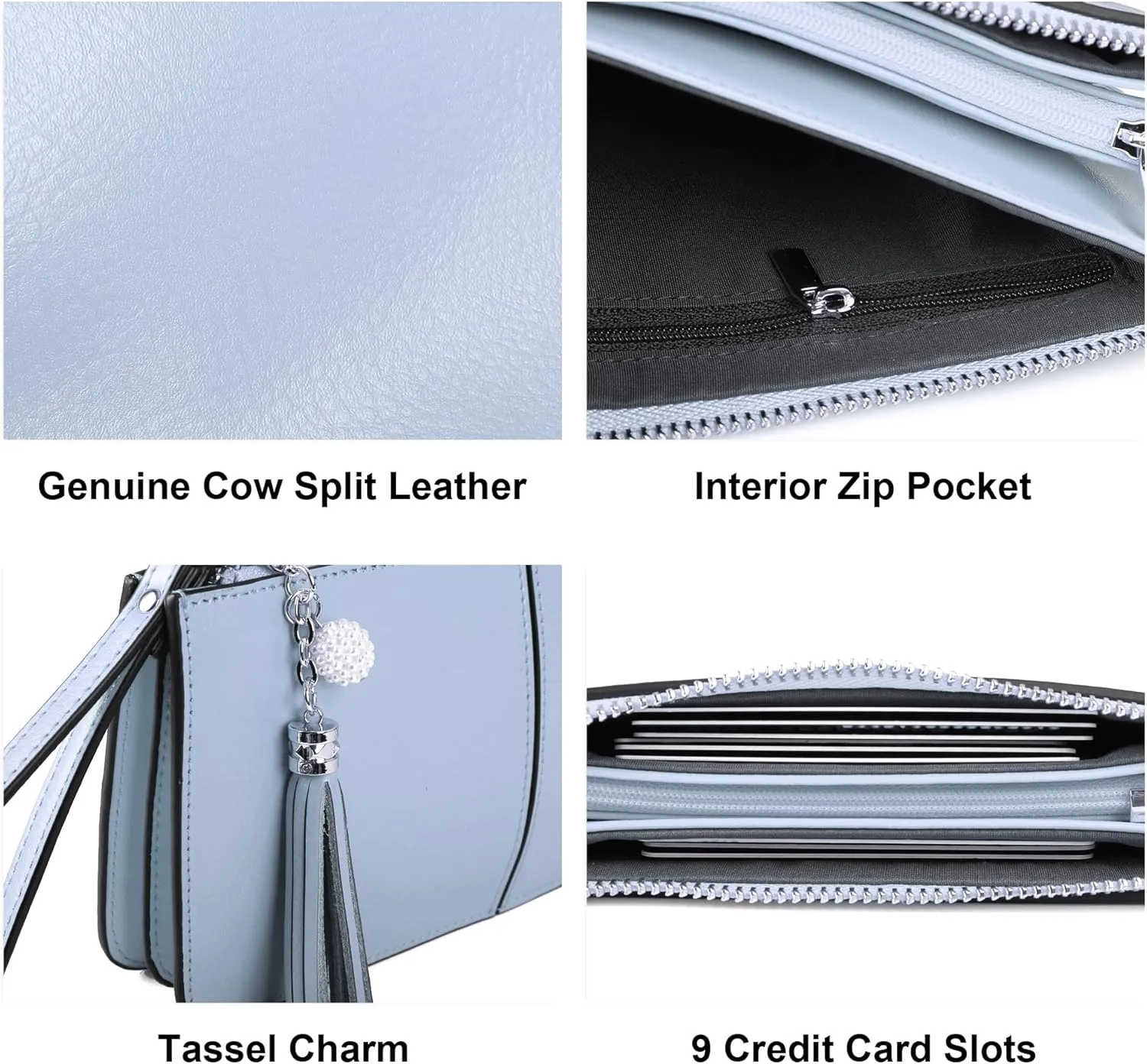 befen Genuine Leather Wristlet Clutch for Women Ultra-Slim Ladies Credit Card Holder Wallet Purses with RFID Protection
