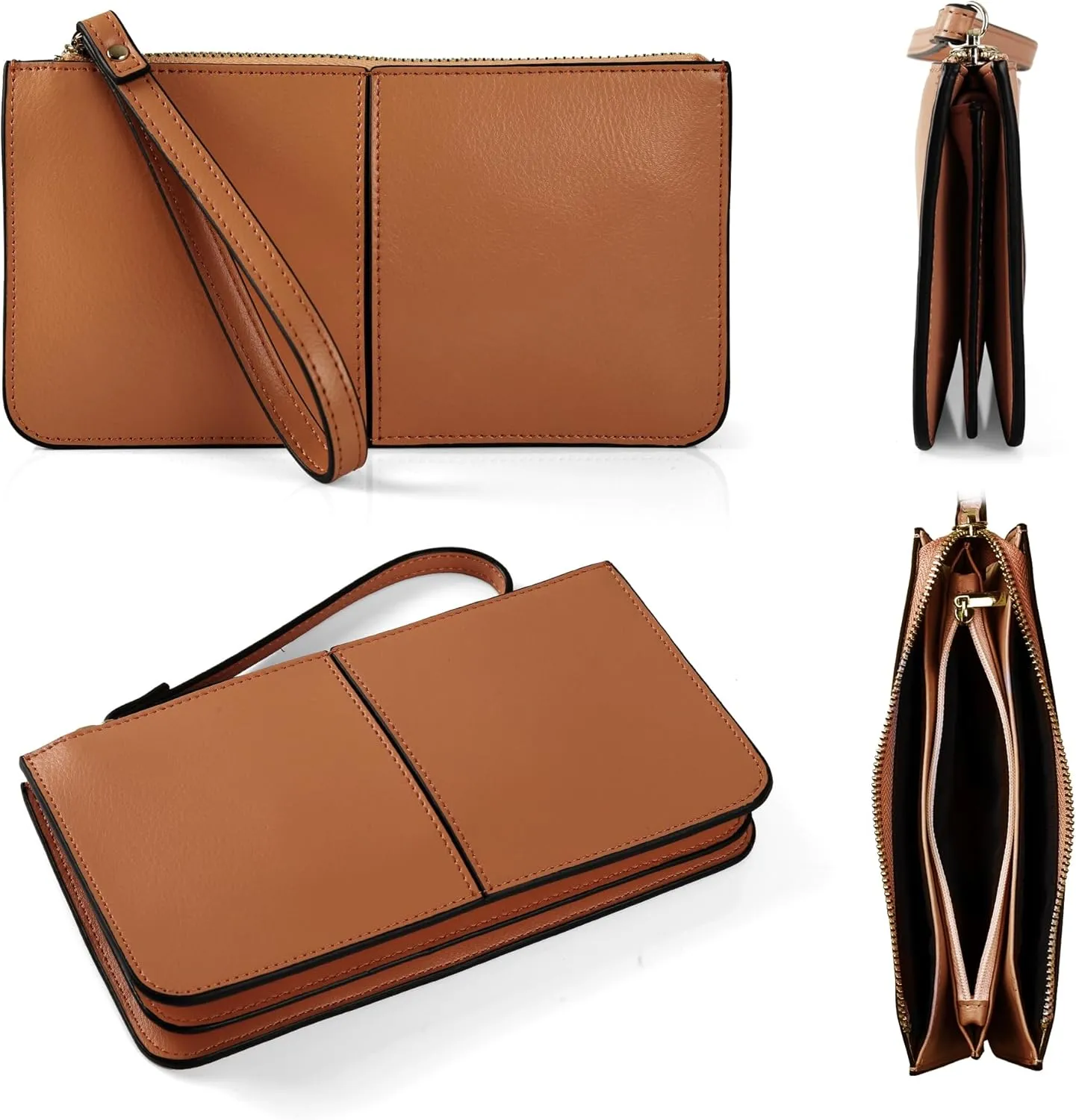 befen Genuine Leather Wristlet Clutch for Women Ultra-Slim Ladies Credit Card Holder Wallet Purses with RFID Protection