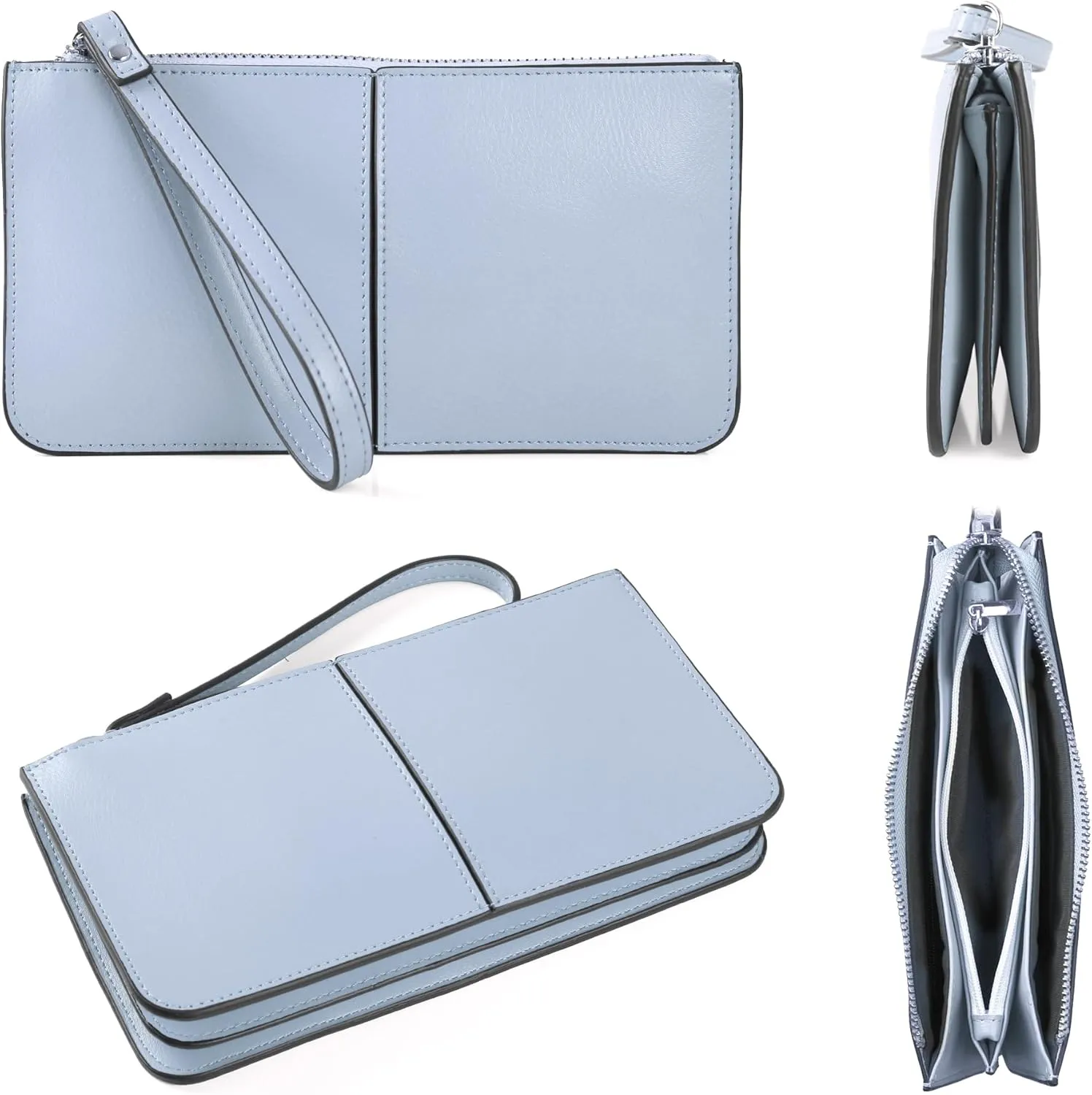 befen Genuine Leather Wristlet Clutch for Women Ultra-Slim Ladies Credit Card Holder Wallet Purses with RFID Protection