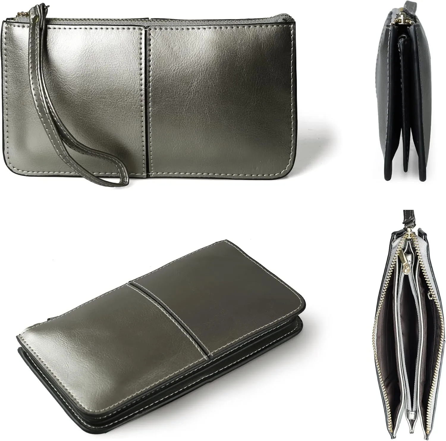 befen Genuine Leather Wristlet Clutch for Women Ultra-Slim Ladies Credit Card Holder Wallet Purses with RFID Protection