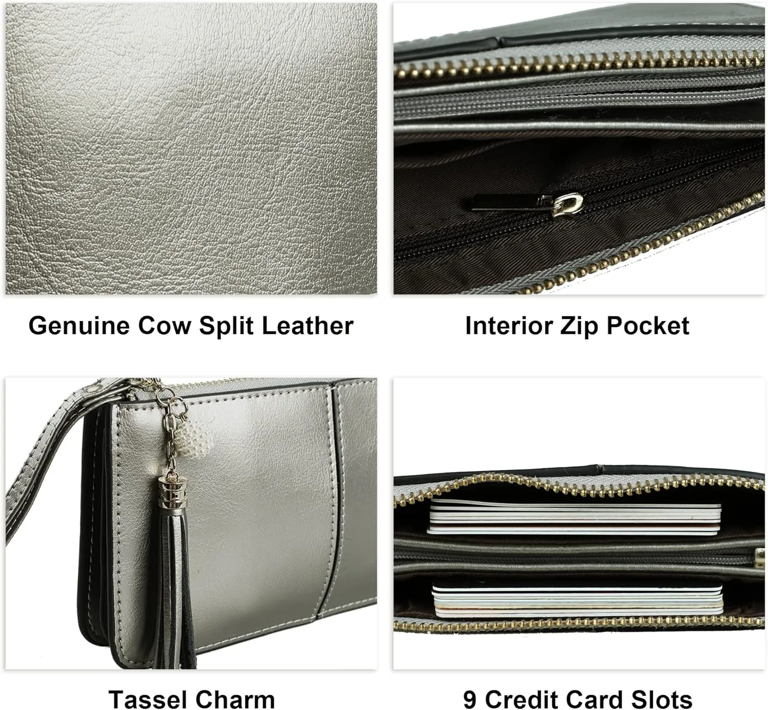 befen Genuine Leather Wristlet Clutch for Women Ultra-Slim Ladies Credit Card Holder Wallet Purses with RFID Protection