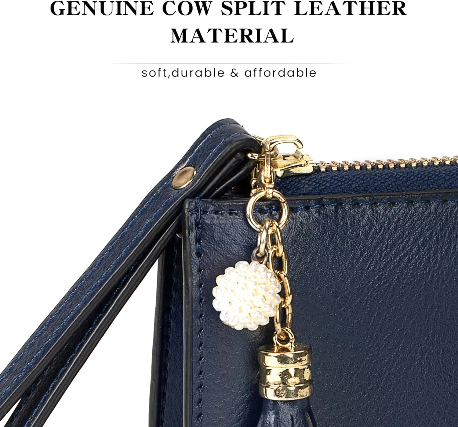 befen Genuine Leather Wristlet Clutch for Women Ultra-Slim Ladies Credit Card Holder Wallet Purses with RFID Protection
