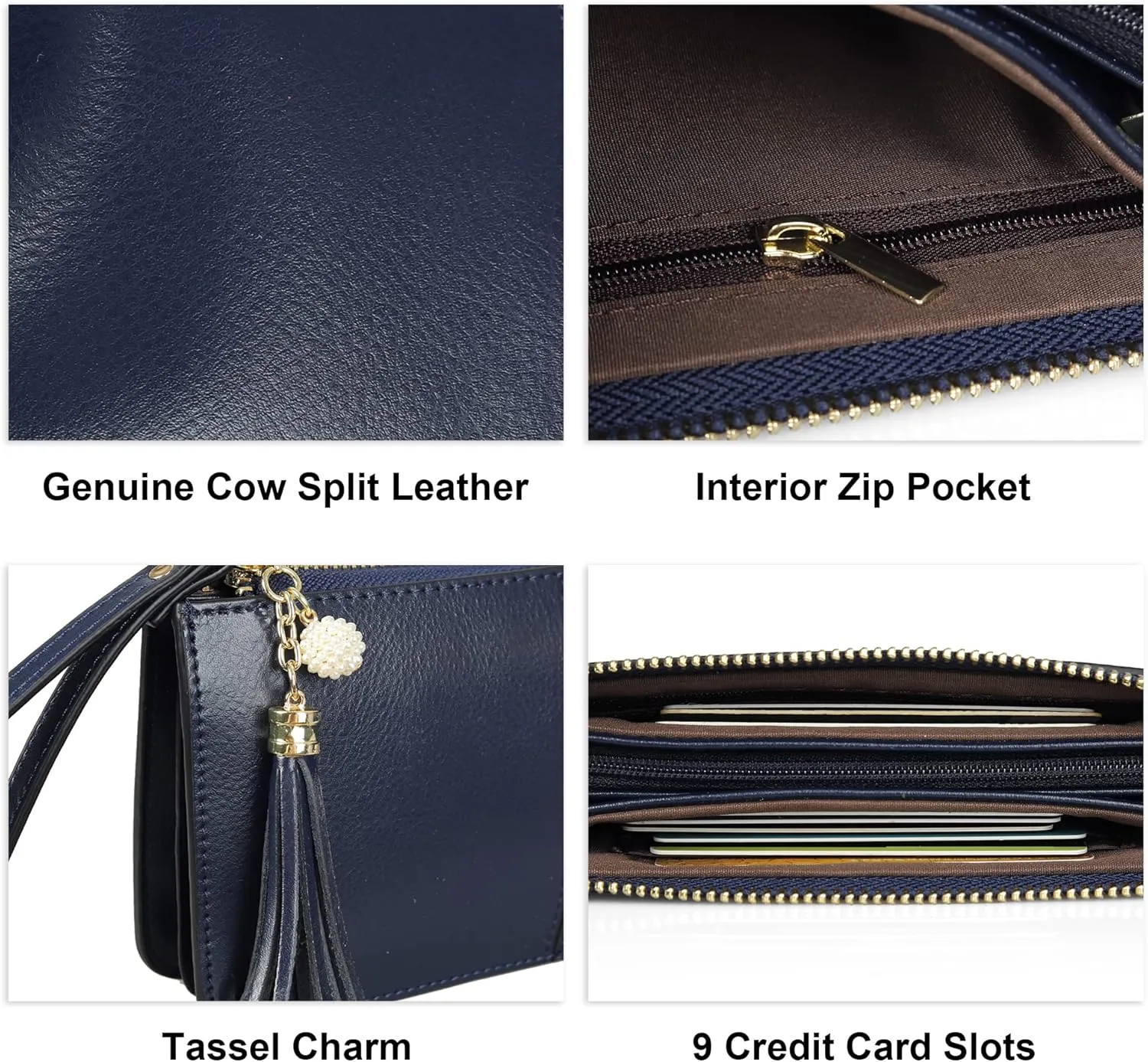 befen Genuine Leather Wristlet Clutch for Women Ultra-Slim Ladies Credit Card Holder Wallet Purses with RFID Protection