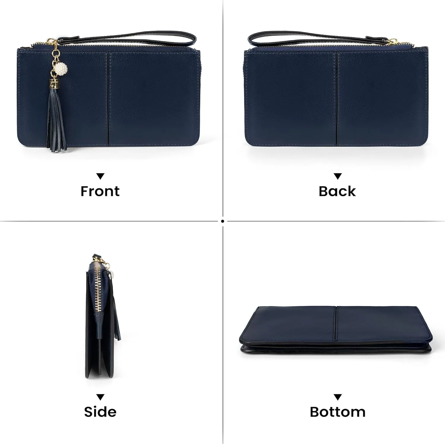 befen Genuine Leather Wristlet Clutch for Women Ultra-Slim Ladies Credit Card Holder Wallet Purses with RFID Protection